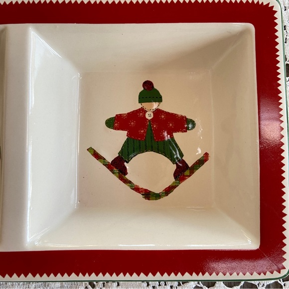 NWT Vintage 80s/90s Three-Compartment Winter Scenes Ceramic Tray - Picture 4 of 11